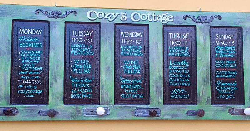 Cozy's Cottage weekly specials