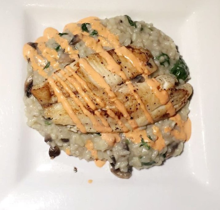 Grilled Tilapia with Spinach and Mushroom Risotto at deShas