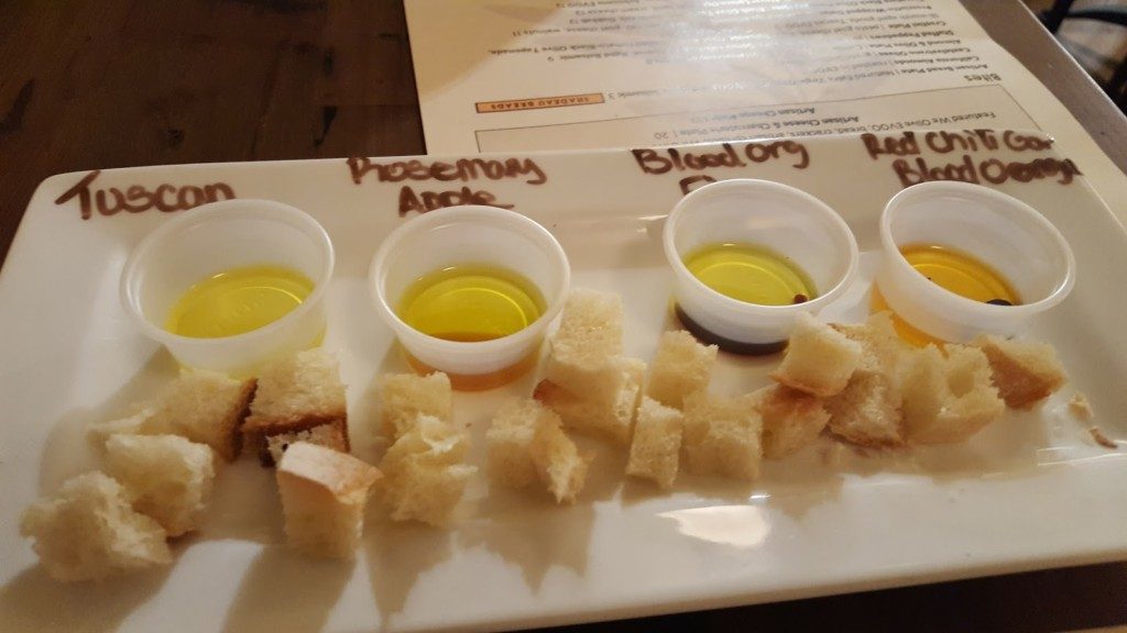 we olive tasting olive oil plate