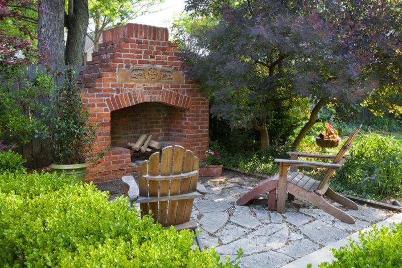 German Village Guest House outdoor fireplace