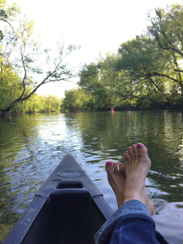 relaxing on our canoe date night