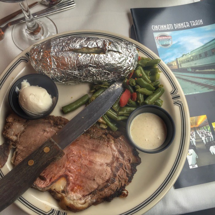 Cincinnati Dinner Train Prime Rib Meal