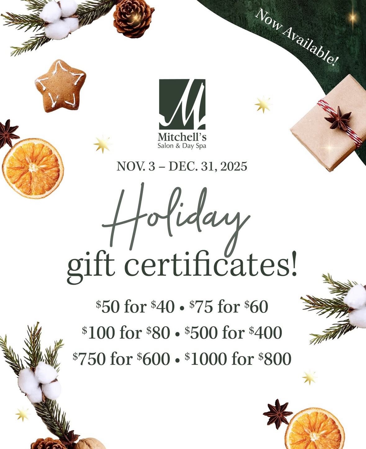 Mitchell's Holiday Certificate